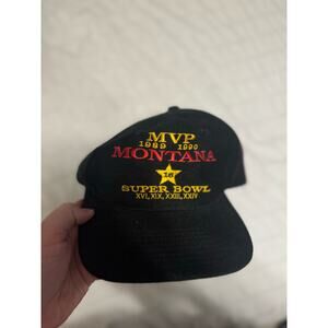 LA Gear Joe Montana 2 Time Super Bowl MVP 1989 1990 Hat Flat Brim Black